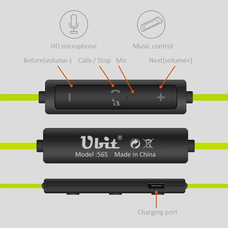 Спортивные Беспроводные Bluetooth наушники Ubit 56S стереонаушники гарнитура с басами