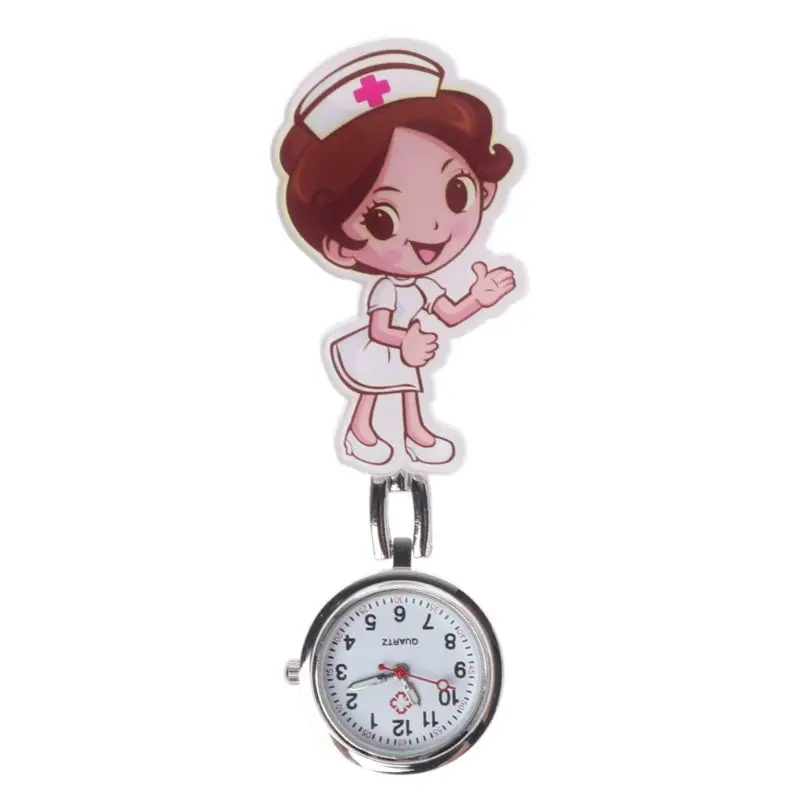 Медсестры часы Акриловые кварцевые мультфильм грудь повесить клип Ювелирное Украшение в форме подвески для женщин девочек доктор карманные часы Портативный