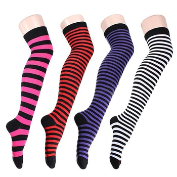 

High Quality Stockings 2017 Fashion Women Lady Girls Comfortable Stripe Long Over Knee Thigh High Stockings calcetines largos