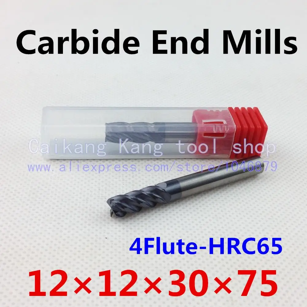 

New 4 Flute Head:12mm Tungsten steel cutter Carbide End mills CNC milling Highest cutting hardness: 65HRC 4F12*12*30*75mm