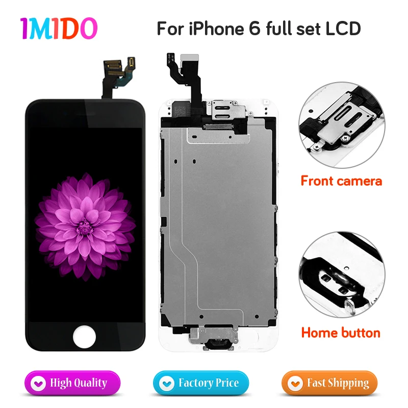 

Full Set LCD Screen For iPhone 6 Display Touch Screen Home Button+Front Camera+Speaker Digitizer Assembly Replacement Fast Ship