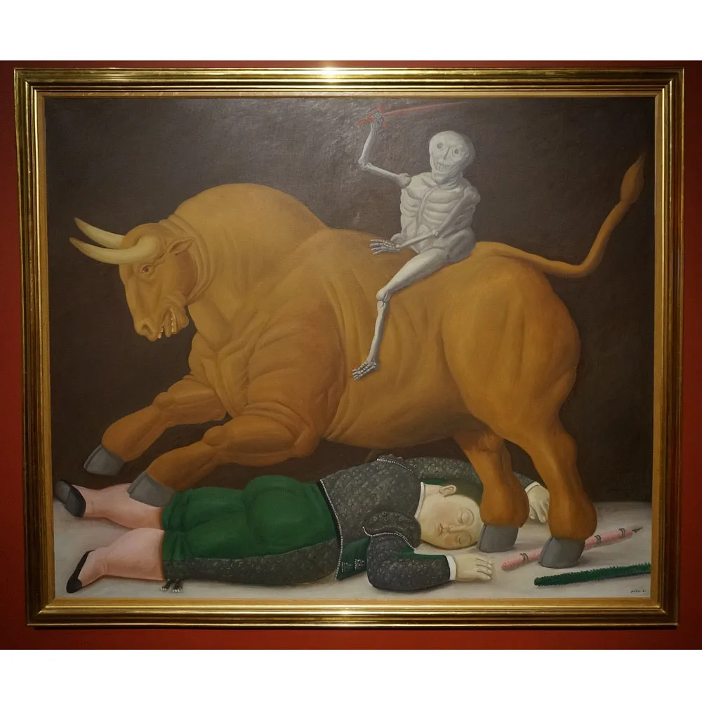 มือทาสีการฝึกอบรมวัวศิลปะสมัยใหม่ที่มีคุณภาพสูงเฟอร์นันโดBoteroผ้าใบภาพวาดสีน้ำมันห้องนั่...