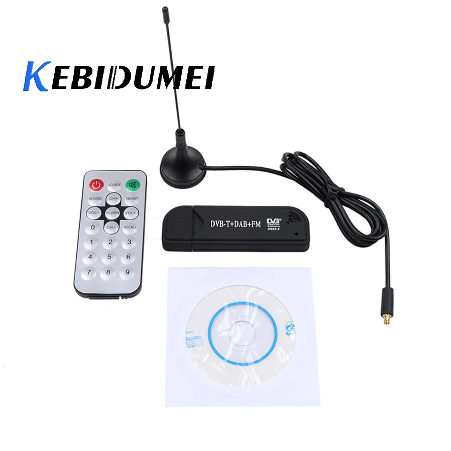 

kebidumei Mini USB TV Stick Digital USB 2.0 TV FM+DAB DVB-T RTL2832U+FC0012 Support SDR Tuner Receiver