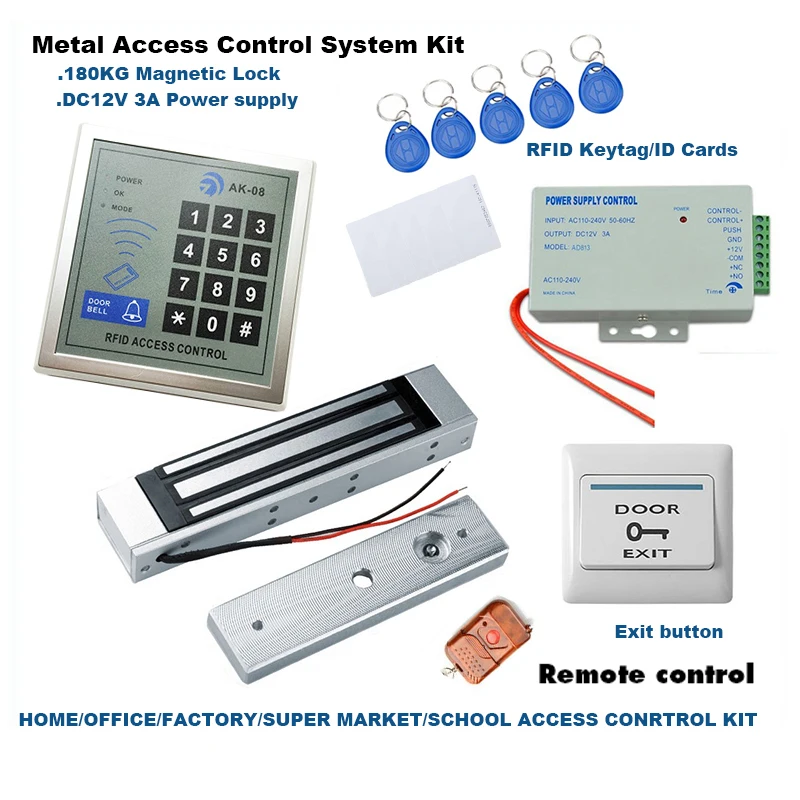 DIY система контроля допуска к двери RFID Контроль доступа Лер 180 кг сила силы магнитный замок пульт дистанционного управления Кнопка выхода питания