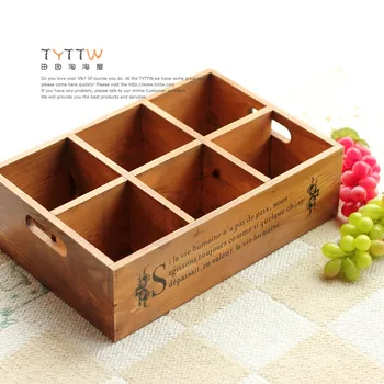 

2015 Free Shipping ZAKKA Style Six grids do old wooden box Decoration box to receive box multi-purpose
