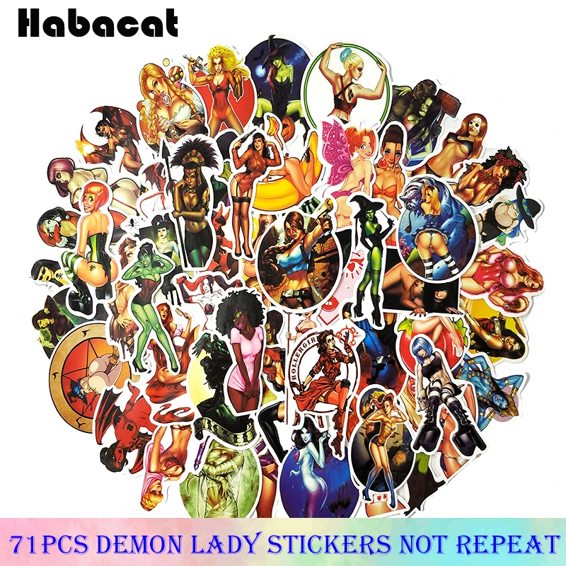

71 Pcs/pack Demon Sexy Beauty Stickers For Motorcycle Skateboard Laptop Bicycle Decoration PVC Waterproof Mobile Phone Sticker
