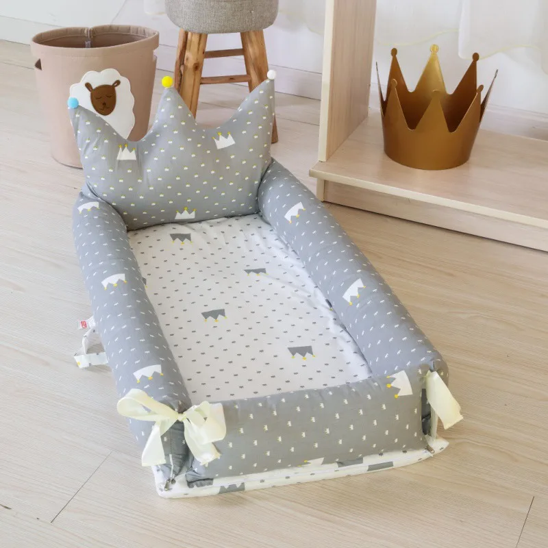 Детские постельные принадлежности для кровати, портативные Детские матрасы, милые для новорожденной кроватки, дышащие и спальные гнезда с подушкой