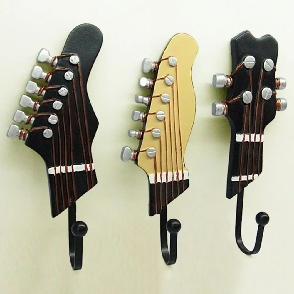 Винтажная гитара в форме декорационные Крючки стойки вешалки для висит одежда пальто будущих мам полотенца ключи шапки металла полимерные