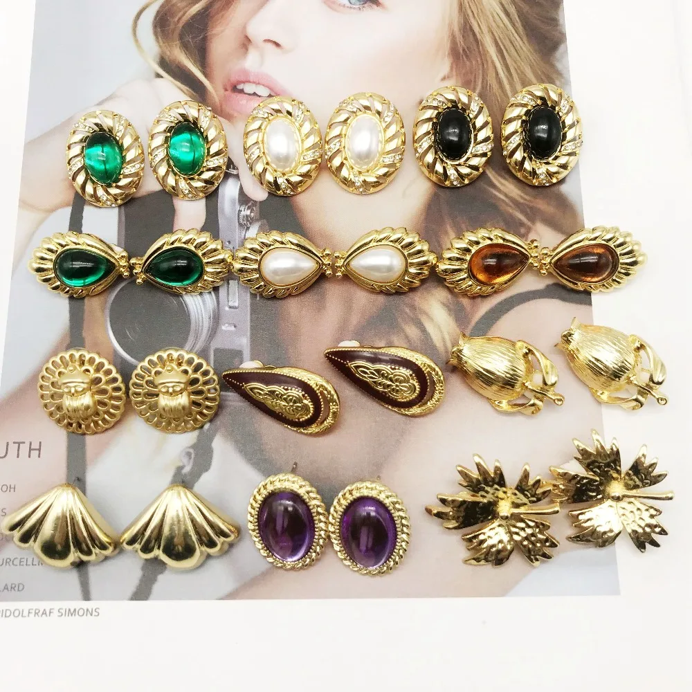 

Free Shipping Fashion Elegant Styles Geometric Cute Alloy Clip Earrings