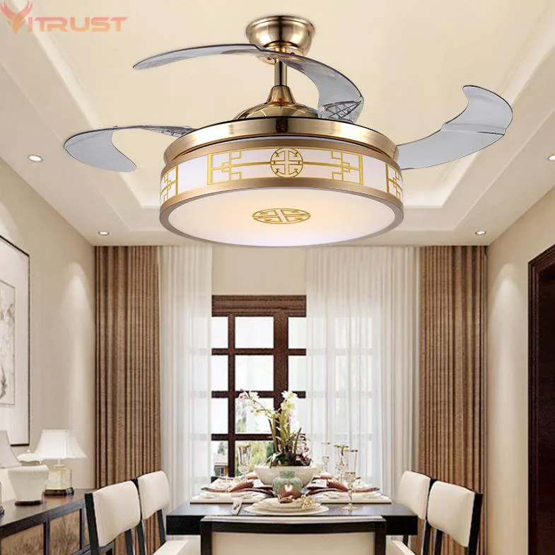 Us 208 53 34 Off Ceiling Fan Lights Lamps Remote Control Ventilador De Techo Sans Lumiere Nordic Led Fan Lighting Dining Room Bedroom Living Room In
