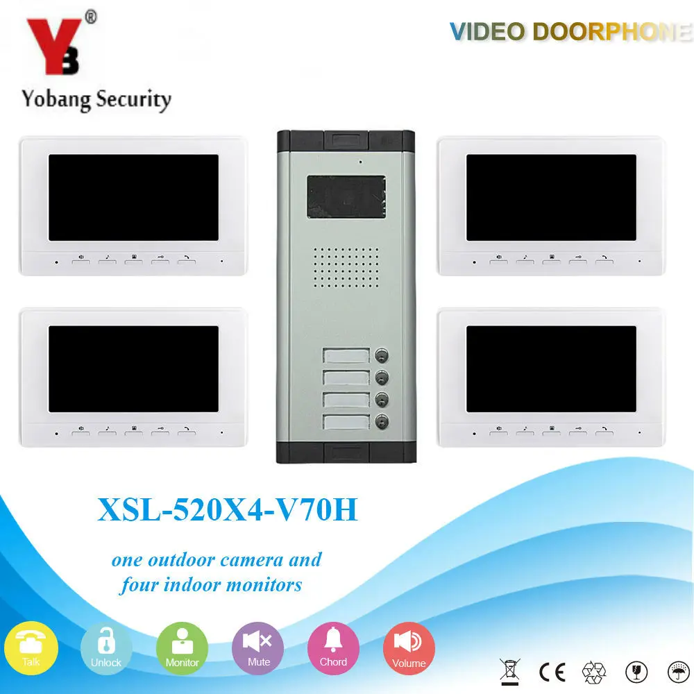 Yobang безопасности 7 ''Цвет проводной мониторы видео дверные звонки домофон системы комплект запись доступа камера ИК Ночное Видение для Multi