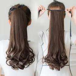 Длинные девушки волнистый парик с длинными волосами накладные волосы синтетические заколки для волос накладные шиньоны в виде конского