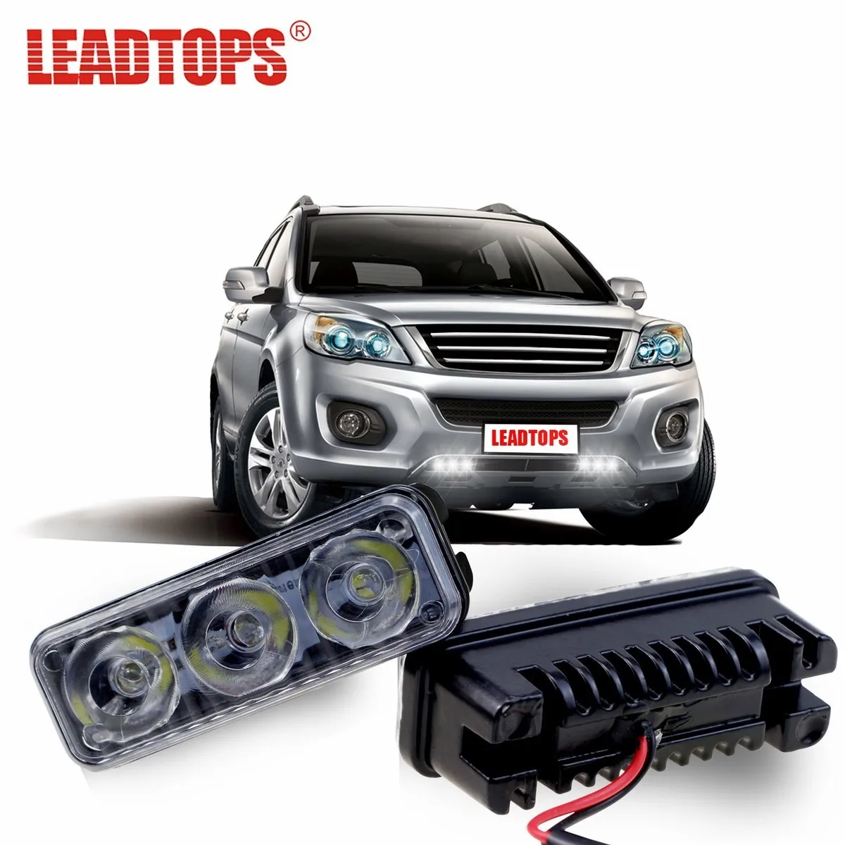 LEADTOPS Waterproof Car High Power Aluminum LED Daytime Running Lights With Lens DC12V Super White