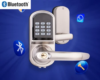 

OS8015 smartphone bluetooth entrance smart locks with combination stain chrome Compatible with iOS and Android
