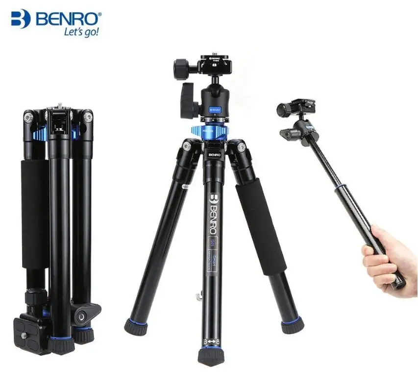 Benro IS05 Portable Light Aluminum Tripod Can Turn to Selfie Stick