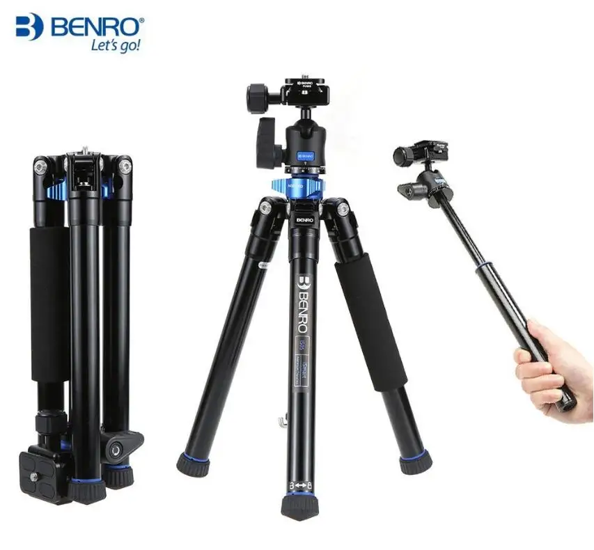  Benro IS05 Portable Light Aluminum Tripod Can Turn to Selfie Stick