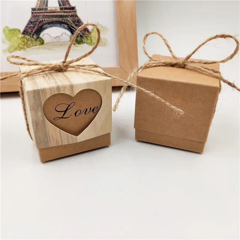 

12 шт./лот двухразмерные картонные коробки из крафт-бумаги для ювелирных изделий праздничные подарки коробка для печенья для торта с пеньковыми струнами