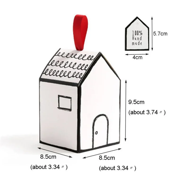 20 шт Ручная роспись маленький домик бумажная коробка для конфет печенье упаковочная коробка нуга для выпечки Подарочная коробка с ленточным ярлыком