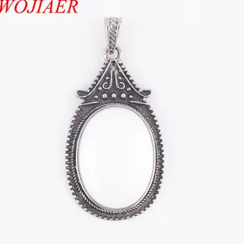 

WOJIAER Vintage Pendants Jewelry White Jades Gem Stone Oval Beads Pendulum Pendant PN3710