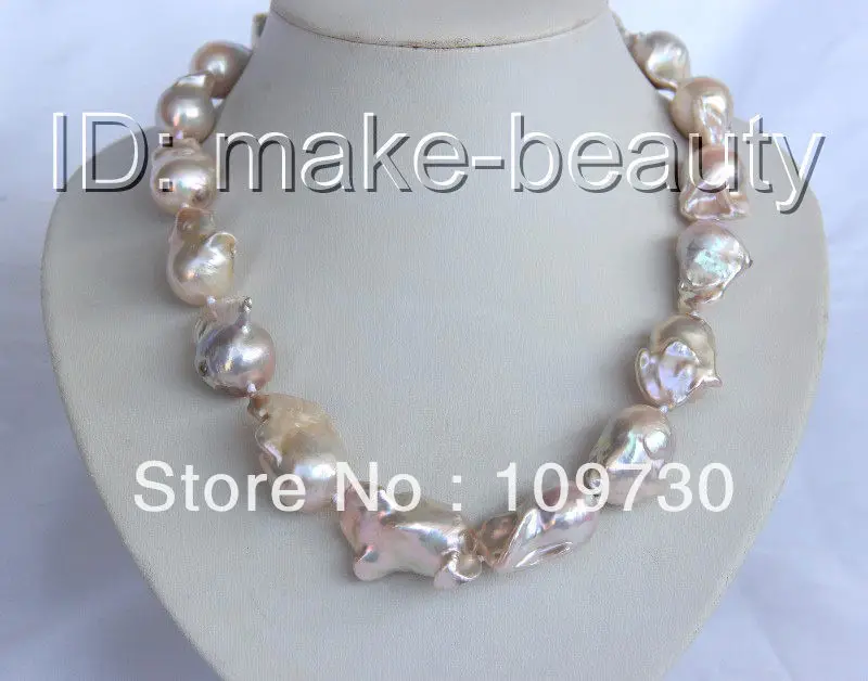 

Jewelry 0011812 ONLY ONE big baroque GOLD keshi reborn freshwater pearl necklace