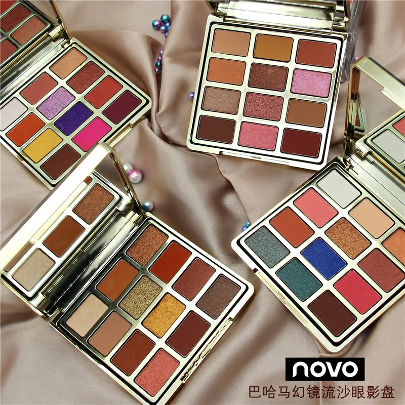 

NOVO 12 Color Quicksand Glitter Matte Eyeshadow Palette Makeup Nude Waterproof Shimmer Soft Eye Shadow Natural Pigment Eyeshadow