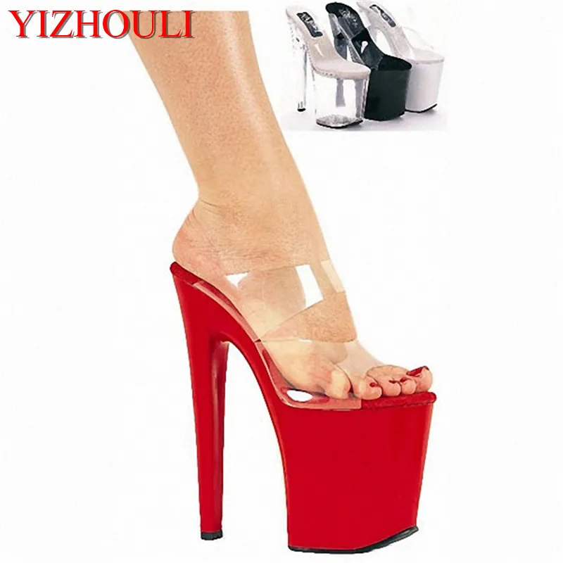 

20cm High-Heeled Shoes Sexy Cutout Sandals 8 Inch Heel High Platform Sandal Slip On Sexy Stripper Shoes Open Toe Stripper Shoes