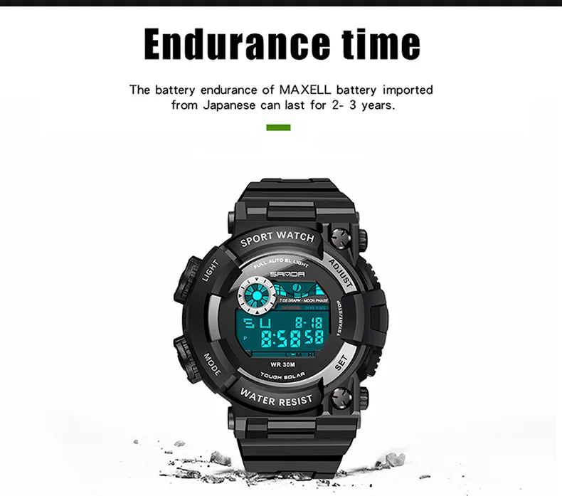 SANDA New Sports Men's Watches Top Brand Luxury Military Quartz Watch Men Waterproof S Shock Clock relogio masculino