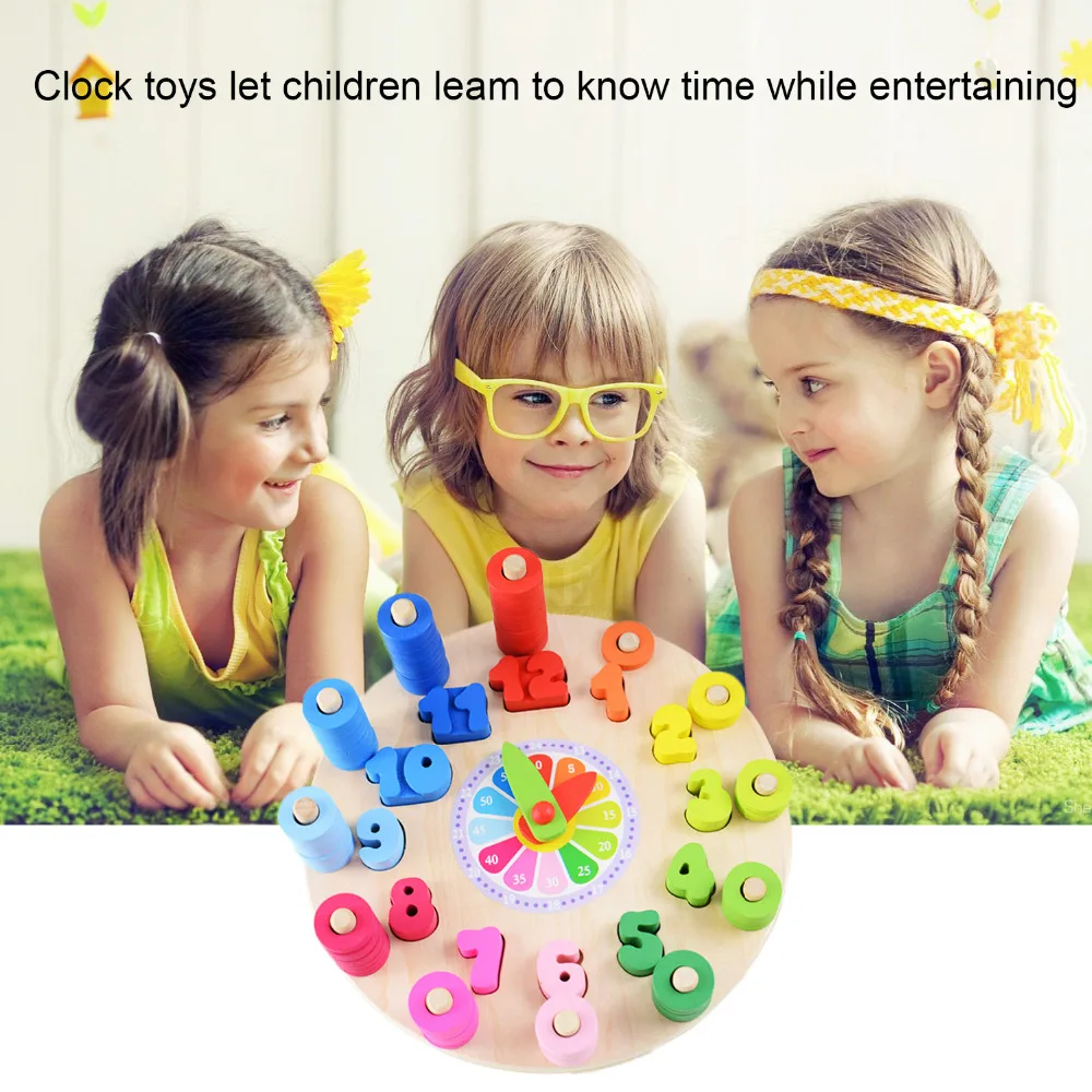 Деревянные Монтессори Плата часов 12 Количество блоков соответствующие Развивающие головоломки игрушки для малышей мальчиков девочек принадлежности для дошкольного обучения