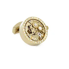 Promotion 2015 New Functional Watch Movement Cufflinks Crystal Steampunk Gear cufflinks Best Gift cuff links Wholesale&retail