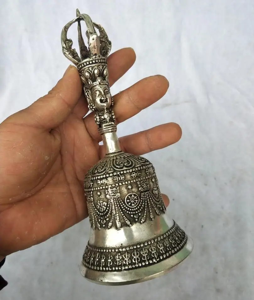 

High :8inch/21 CM Home Decor Feng Shui Metal Hand Bell /Metal Decoration Crafts Tibetan Buddhism Lucky Bell