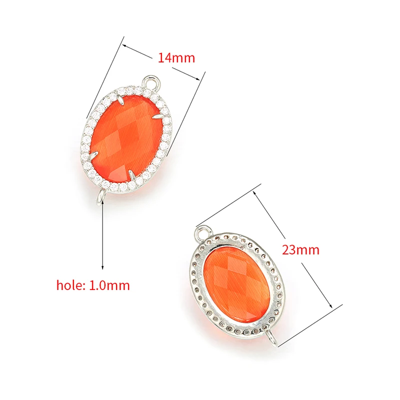 ZHUKOU Новые овальные соединители 14x23 мм, аксессуары для браслетов, ювелирных изделий, латунные кубические циркония, ювелирная Модель: VS337