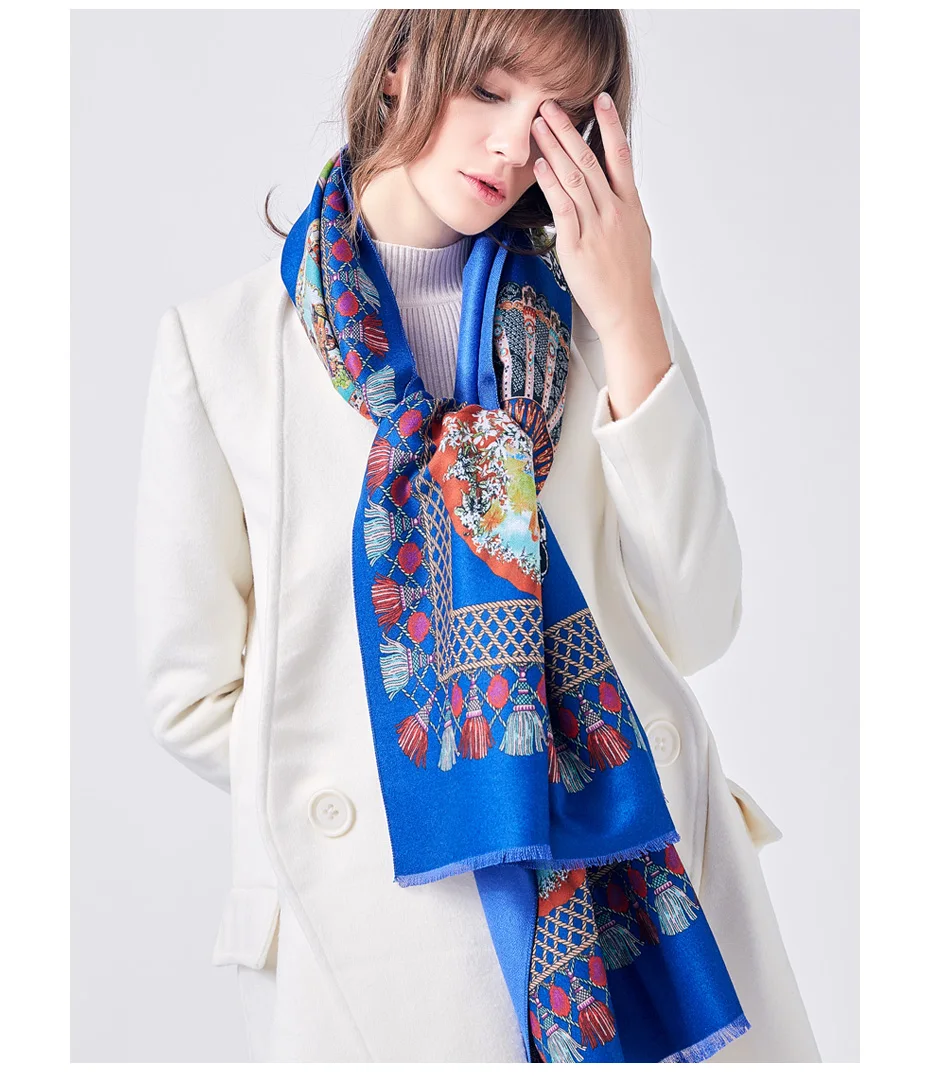 VIANOSI, Модный зимний шарф для женщин, женская шерстяная шаль с принтом, кашемировая шаль высшего качества, теплые женские накидки, брендовая накидка VA233