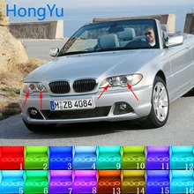 Для BMW 3 серии E46 2004-2006 Аксессуары Последние фары многоцветные RGB светодиодный ангельские глазки Halo Ring Eye DRL RF дистанционное управление
