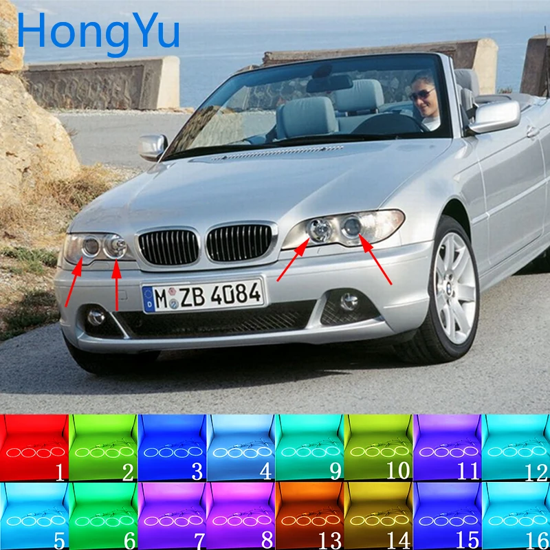

for BMW 3 Series E46 2004 - 2006 Accessories Latest Headlight Multi-color RGB LED Angel Eyes Halo Ring Eye DRL RF Remote Control