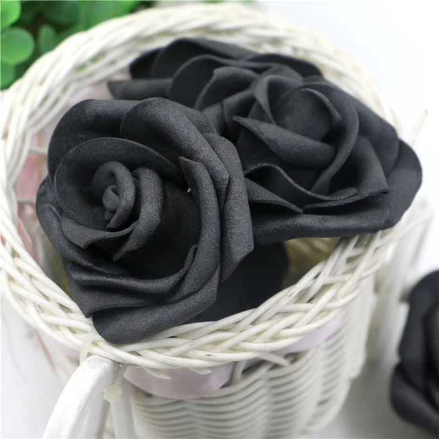 722 10 De Réduction6 Cm Tête De Mariage Artificielle Noir Rose à Faire Soi Même Fleurs Décoration De La Maison Mousse Bouquet à La Main Scrapbook