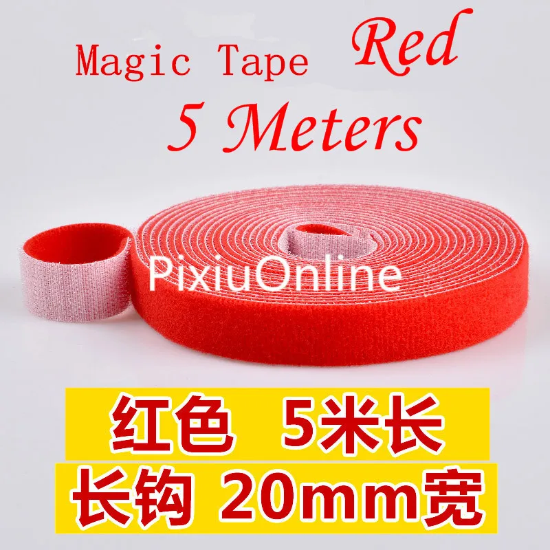 

1PCS YT505 Red Wide 20 mm Long/Short Hook Back to Back Cable Tie 5 Meters Hookloop Nylon Fastening Tape Magic Tape Strap