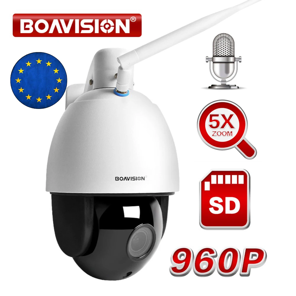 

960P 5X Zoom PTZ Dome IP Camera Wireles Audio Security Video Surveillance WIFI Camera Outdoor CCTV Cam ONVIF IR 60M TF Card Solt