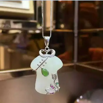 

Chinese Popular fashion xinjiang hetian white jade necklace free shipping