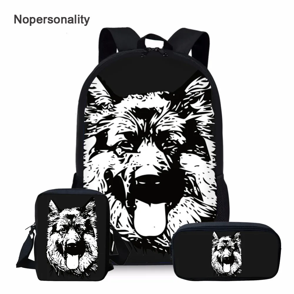 Nopersonality Cool German Shepherd Dog Print Backpack Set for Teen Boys