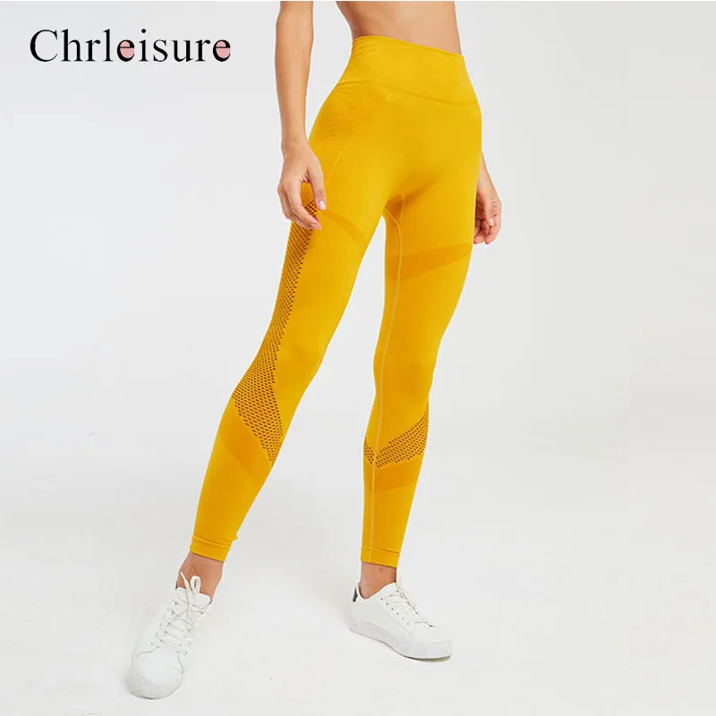 

Chrleisure Push Up Leggings Women Workout Fitness Spandex Legging Vintage Activewear Capri Mesh Pink Breathable Leggins