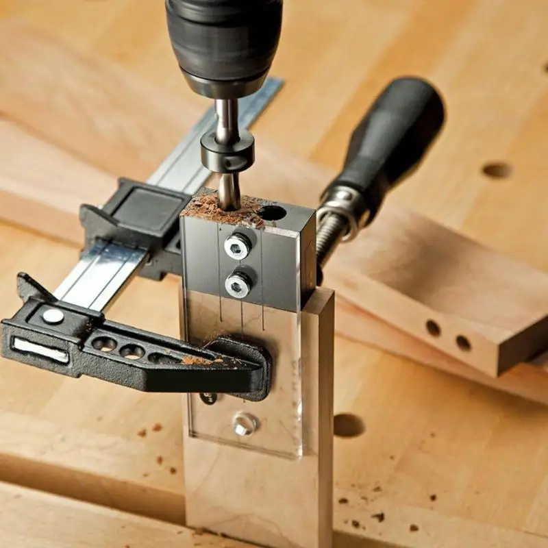 

1/4 inch Dowel Drilling Jig Kit Wood Drilling Hole Locator Drill Guide Set Carbon Steel for Carpentry Household Tools
