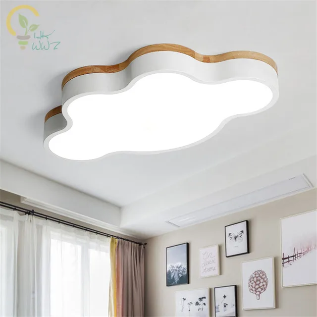 Clouds Shape Wooden LED Ceiling Lights With Remote Control Modern ... Clouds Shape Wooden LED Ceiling Lights With Remote Control Modern ...