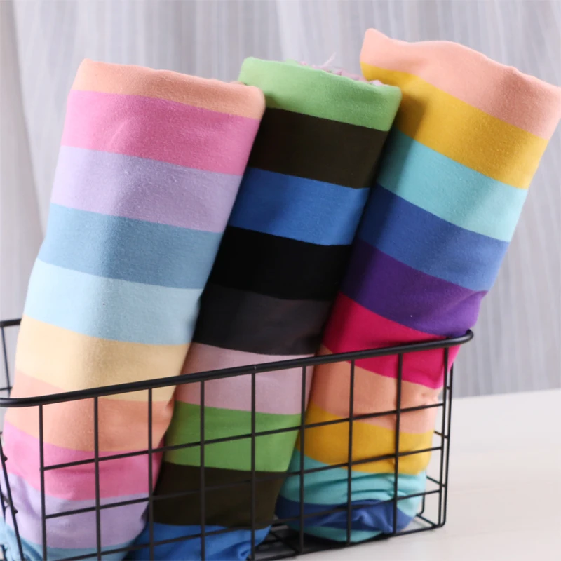 

Thin rainbow striped fabric Elastic cotton Gradient Cloth for sewing fashion clothes material