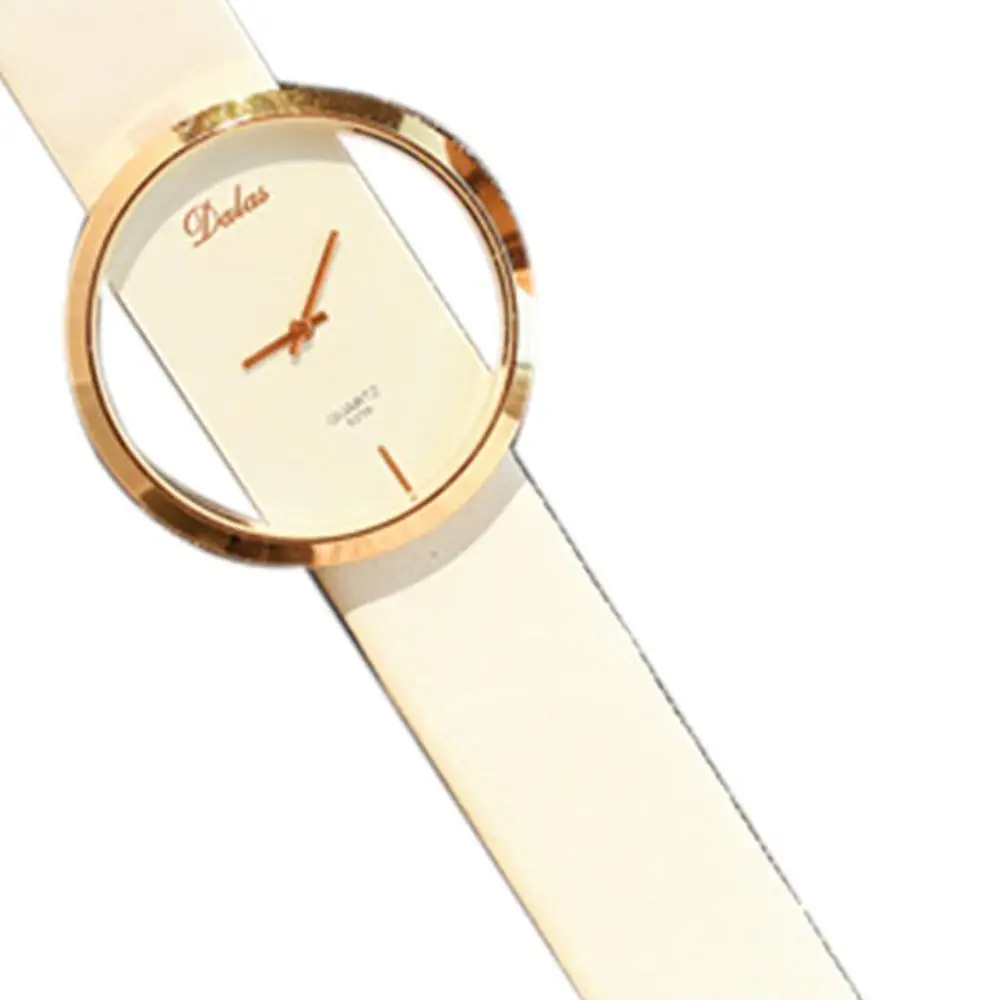 Простые Модные мужские женские классические повседневные кварцевые часы кожаные часы женские Дамские Часы Relogio Feminino - Цвет: white
