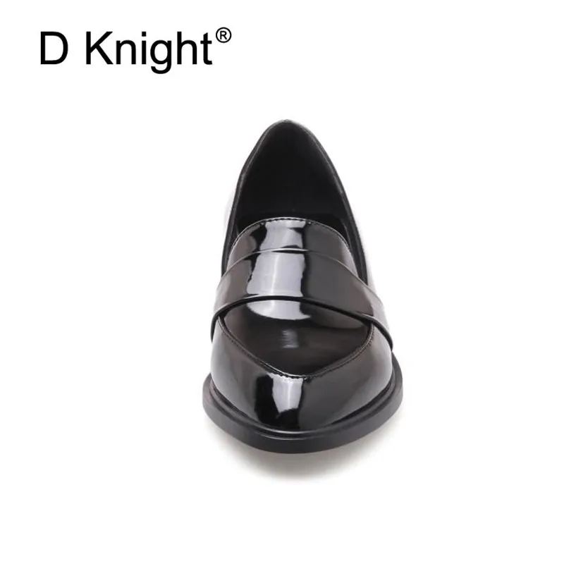 Large Size 32-43 Lady Casual Flat Loafers Shoes Fashion Patent Leather Pointed Toe Women's Flats British Black Red Women Oxfords (6)