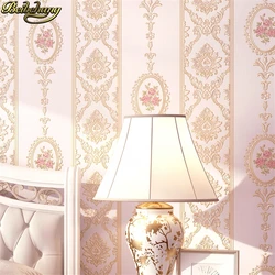 beibehang European pink vertical stripes wallpaper for Living Room Wall Paper Roll American garden flowers Wallpapers home decor