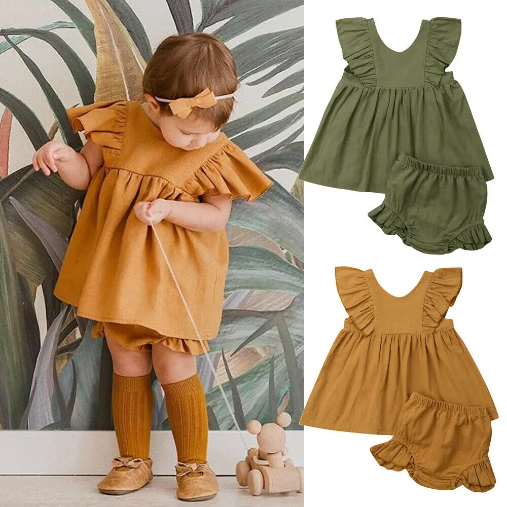 

2019 Newest Style Spring Summer Newborn Toddler Infant Baby Girls Tops Dress Shorts Adorable Holiday Outfits Set 2-5Years