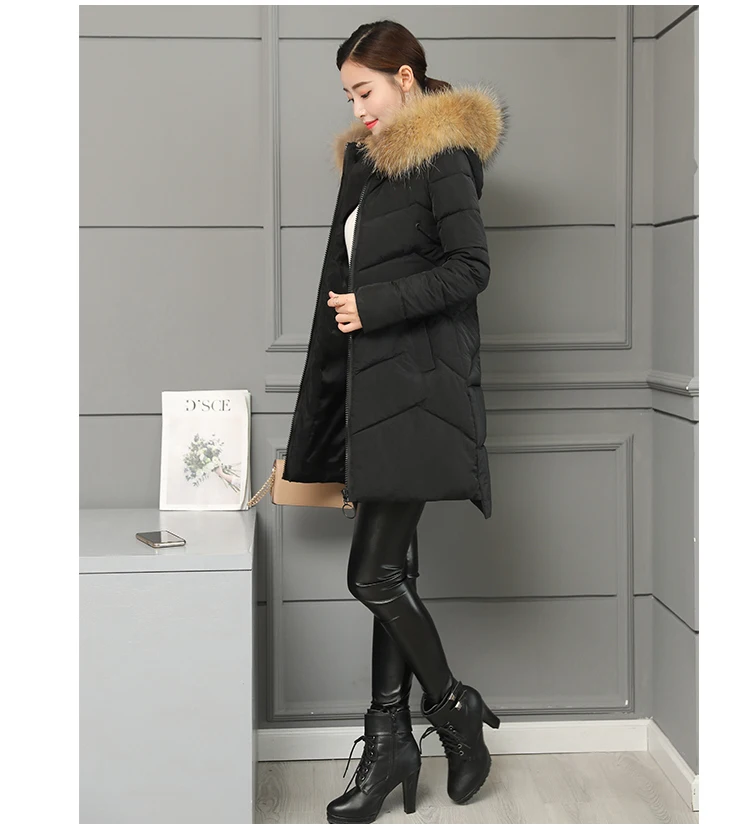 Jackets Women's Winter Long Jacket 2018 Cotton Padded Coat Women Fake Fur Collar Zipper Outwear Coats Female Slim Thick CH587 (12)