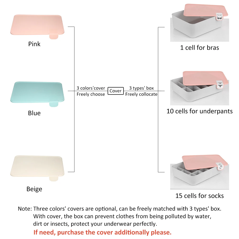 Бюстгальтер, нижнее белье носок хранения Организатор Семья Пластик ящик для хранения Штабелируемый Держатель крышки мультифункциональная коробка для хранения Крышка для контейнера