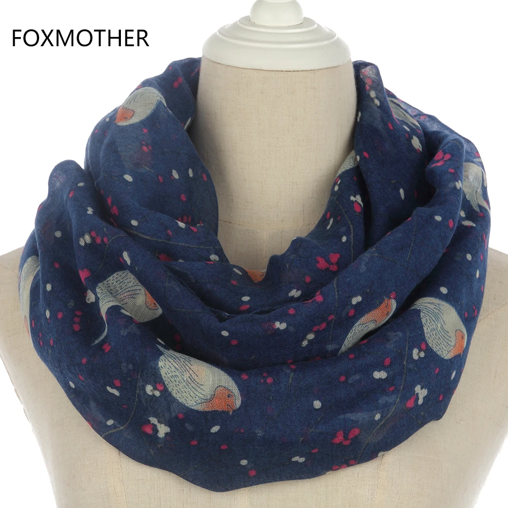 FOXMOTHER легкий мягкий модный бежевый серый Небесно-Голубой птица на дерево кольцо шарфы платки Петля Шарфы женские подарки